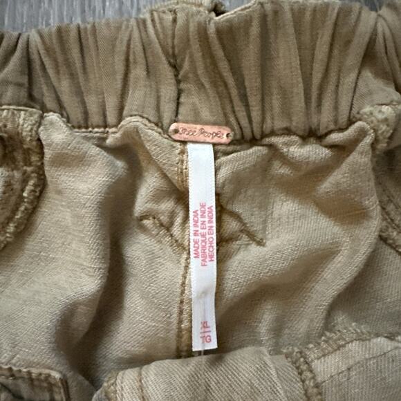 Free People Kauai Washed Pocket Trousers Pants Ruched Utility Iced CoffeeXL NEW - Picture 6 of 12